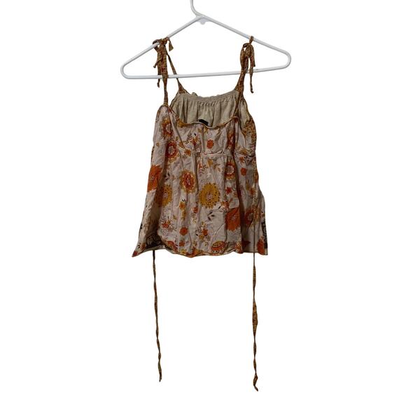 Y2K Babydoll Floral Tank W/ Tie Waist 100% Cotton Size Large Summer - Picture 3 of 5